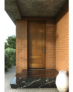 Mahogany Arch Panel, 2 Panel V-Grooved Rustic Solid Single Door|P7501-V-AR-OG-RST