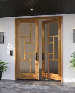 Mahogany Pinellas Full Lite, Artistic Lite Designer SDL Contemporary Modern Shaker Double Door