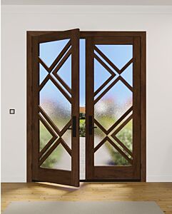 Mahogany Ras-10 Full Lite, Artistic Lite Designer SDL Shaker Double Door