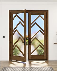 Mahogany Ras-11 Full Lite, Artistic Lite Designer SDL Shaker Double Door