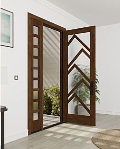 Mahogany Ras-11 Full Lite, Artistic Lite Designer SDL Shaker Single Door, Sidelite