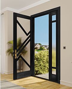 Mahogany Ras-12 Full Lite, Artistic Lite Designer SDL Shaker Single Door, Sidelite