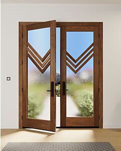 Mahogany Ras-2 Full Lite, Artistic Lite Designer SDL Shaker Double Door