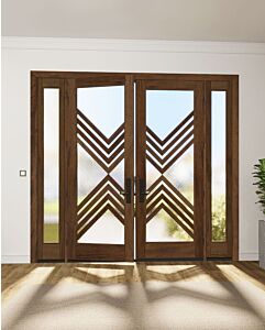 Mahogany Ras-4 Full Lite, Artistic Lite Designer SDL Shaker Double Door, Sidelites