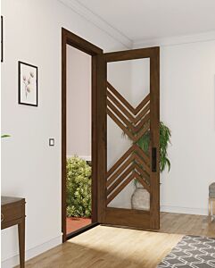 Mahogany Ras-4 Full Lite, Artistic Lite Designer SDL Shaker Single Door
