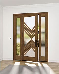 Mahogany Ras-4 Full Lite, Artistic Lite Designer SDL Shaker Single Door, Sidelites