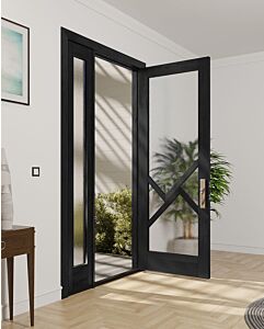 Mahogany Ras-5 Full Lite, Artistic Lite Designer SDL Shaker Single Door, Sidelite