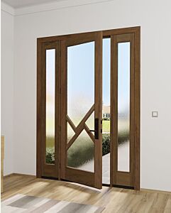 Mahogany Ras-5 Full Lite, Artistic Lite Designer SDL Shaker Single Door, Sidelites