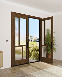 Mahogany Ras-8 Full Lite, Artistic Lite Designer SDL Shaker Double Door