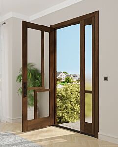 Mahogany Ras-8 Full Lite, Artistic Lite Designer SDL Shaker Single Door, Sidelite