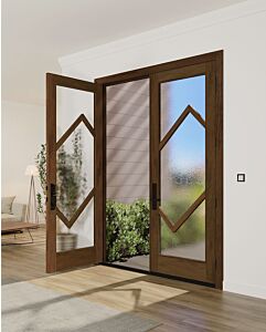 Mahogany Ras-9 Full Lite, Artistic Lite Designer SDL Shaker Double Door