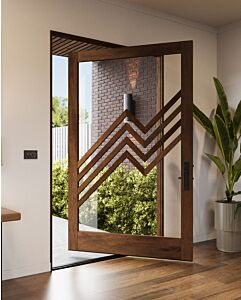 RAS-5| Mahogany RAS-5 Stylish Multi Lite SDL Designer Shaker Pivot Door