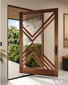 RAS-7 | Mahogany RAS-7 Stylish Multi Lite SDL Designer Shaker Pivot Door