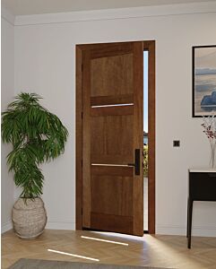 Mahogany Feynman Slimlite Razor Lite  Contemporary Modern 3 Panel Shaker Single Door