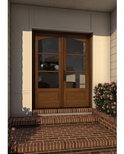 Mahogany Arch Lite, 3/4 Lite, 3 Lite SDL 1 Panel Double Door|G7503-ARP-OG