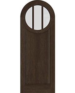 Mahogany Circle Round Top Vertical 3 Lite, Top View SDL 1 Panel Single Door|G301-RT-OG