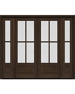 Mahogany 3/4 Lite, 4 Lite SDL 1 Panel Double Door, Sidelites|G7504-OG