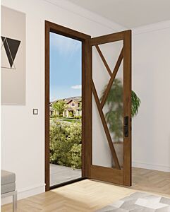 Mahogany Tree-2 Full Lite, Artistic Lite Designer SDL Shaker Single Door