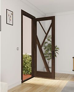 Mahogany Tree-3 Full Lite, Artistic Lite Designer SDL Shaker Single Door