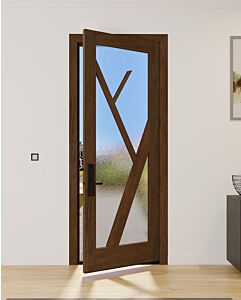Mahogany Tree-4 Full Lite, Artistic Lite Designer SDL Shaker Single Door