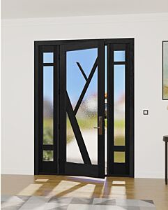 Mahogany Tree-4 Full Lite, Artistic Lite Designer SDL Shaker Single Door, Sidelites