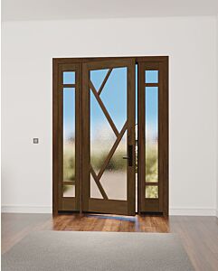 Mahogany Tree-5 Full Lite, Artistic Lite Designer SDL Shaker Single Door, Sidelites