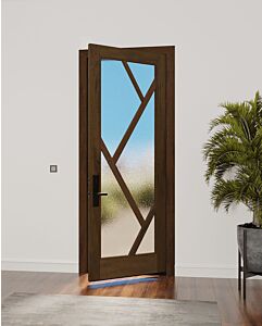 Mahogany Tree-5 Full Lite, Artistic Lite Designer SDL Shaker Single Door