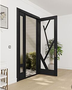 Mahogany Tree-6 Full Lite, Artistic Lite Designer SDL Shaker Single Door, Sidelite