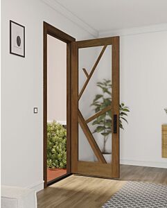 Mahogany Tree-7 Full Lite, Artistic Lite Designer SDL Shaker Single Door