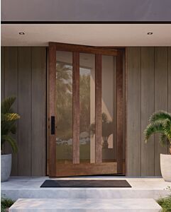 Trinity| Mahogany Trinity 3 Lite Contemporary Modern Shaker Pivot Door