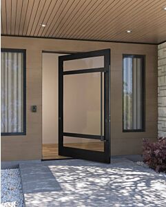 Mahogany FLUX Stylish Multi Lite SDL Contemporary Modern Shaker Impact-Rated Pivot Door