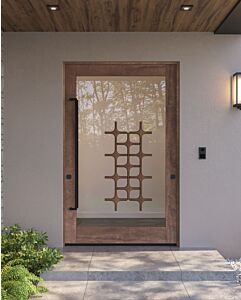 Mahogany Grava SDO Contemporary Modern Shaker Impact-Rated Pivot Door