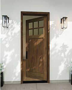 Mahogany Craftsman 6 Lite, Top View SDL 1 Panel Shaker Single Door|CRF-P1G6-SH