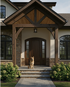 Mahogany Montana Arch Top Colonial 2 Panel Solid Single Door, Sidelites|P75101-ART-OG_G75401-ARTP-SL_1-2