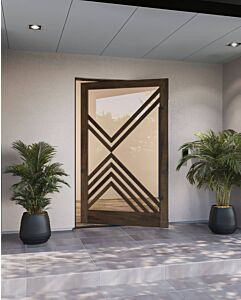 Mahogany RAS-7 Stylish Multi Lite SDL Contemporary Modern Shaker Impact-Rated Pivot Door