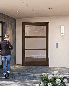 Mahogany Trilux 3 Lite SDL Contemporary Modern Shaker Impact-Rated Pivot Door