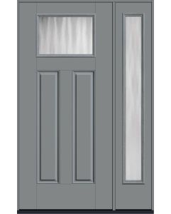 80 Chinchilla Craftsman Top View 2 Panel Smooth Fiberglass Single Door,Sidelite , WBD Impact