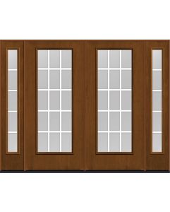 80 Low-E Colonial 15 Lite Flat Bar GBG Mahogany Full Lite Fiberglass Double Door,Sidelites , WBD Impact