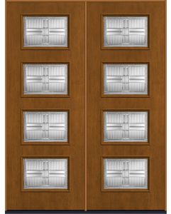 96 Saratoga Modern Pulse Ari 4-Lite Mahogany Fiberglass Double Doors , WBD Impact