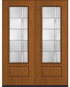 96 Axis 3/4 Lite 1 Panel Oak Fiberglass Double Doors , WBD Impact