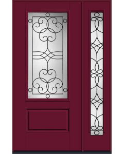 80 Salinas 3/4 Lite 1 Panel Smooth Fiberglass Single Door,Sidelite , WBD Impact