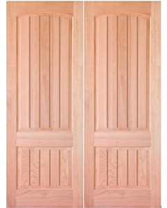 96 Mahogany 2 panel,Arch Panel,Raised Panel v-grooved Double Door