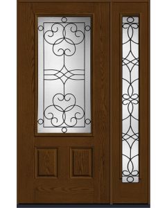 80 Salinas 3/4 Lite 2 Panel Oak Fiberglass Single Door,Sidelite , WBD Impact