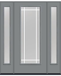 80 Clear Prairie 9 Lite Flat Bar GBG Smooth Full Lite Fiberglass Single Door,Sidelites , WBD Impact
