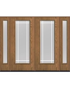 80 Clear Prairie 9 Lite Flat Bar GBG Oak Full Lite Fiberglass Double Door,Sidelites , WBD Impact
