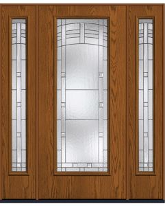 80 Maple Park Full Lite Oak Fiberglass Single Door,Sidelites , WBD Impact