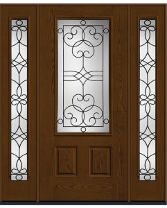 80 Salinas 3/4 Lite 2 Panel Oak Fiberglass Single Door,Sidelites , WBD Impact