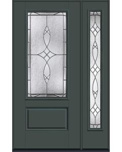 96 Riserva Craftsman Top View 2 Panel Smooth Fiberglass Single Door,Sidelite , WBD Impact