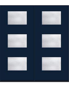 80 Rainglass Modern Pulse Ari 3-Lite Smooth Fiberglass Double Doors , WBD Impact