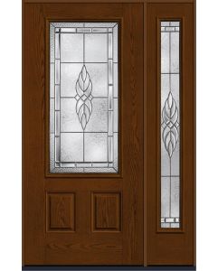 80 Kensington 3/4 Lite 2 Panel Oak Fiberglass Single Door,Sidelite , WBD Impact
